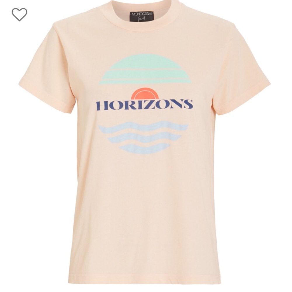 Monogram “Horizons” Tee, sz Large, Pink T-Shirt